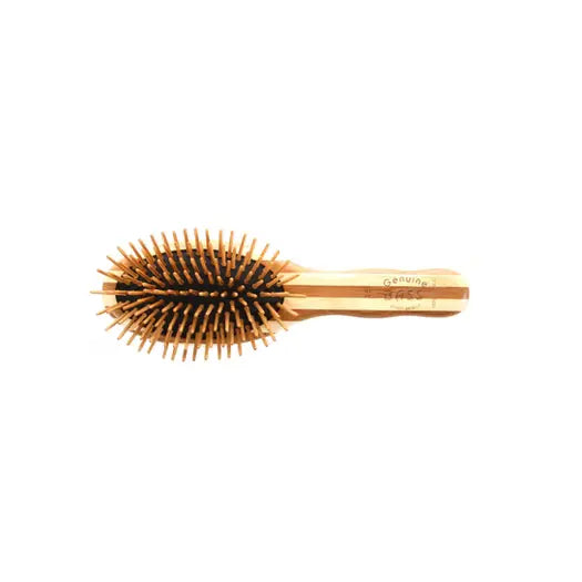 Bass Brushes Small Oval Cushion Hair Brush – Bamboo Bristles, Striped Bamboo Handle Bass Brushes