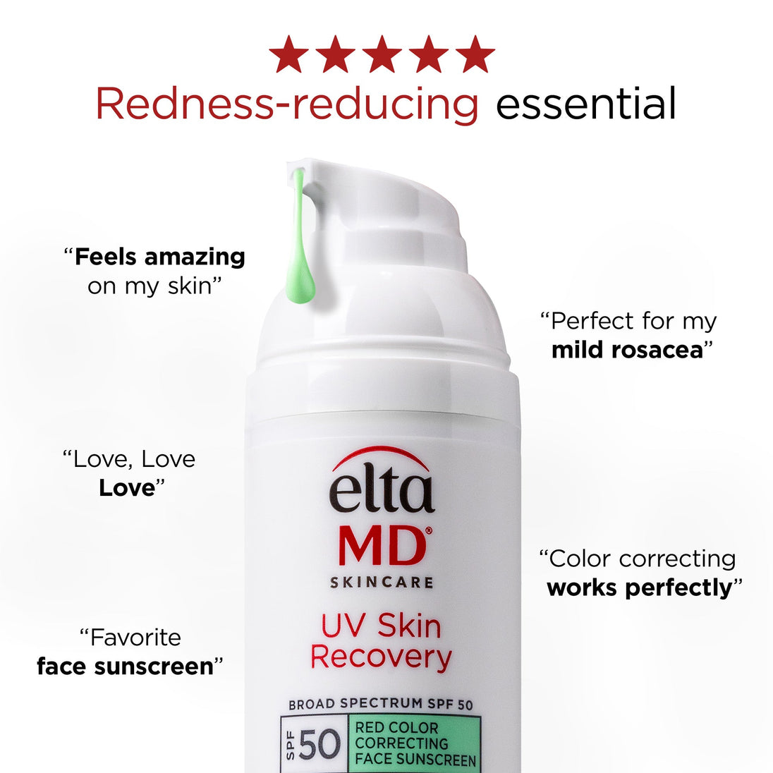 EltaMD UV Skin Recovery Red Color Correcting Green Tint Broad Spectrum SPF 50