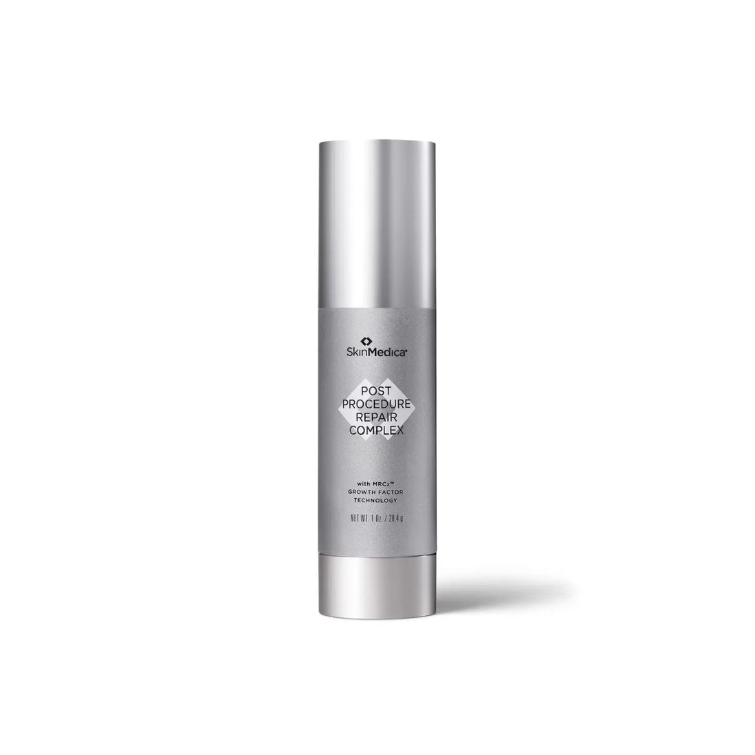 Skincare serum bottle with 'SkinMedica' branding on a white background