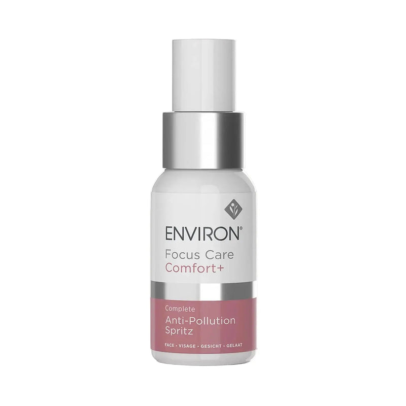 Environ skincare spray bottle on a light pink background
