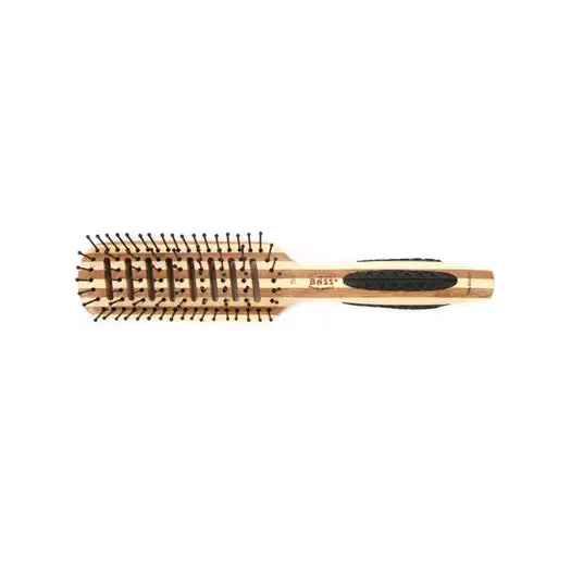 Bass Brushes Large Bamboo Vent Hair Brush – Nylon Bristles with Rubber Insert Grip Bass Brushes
