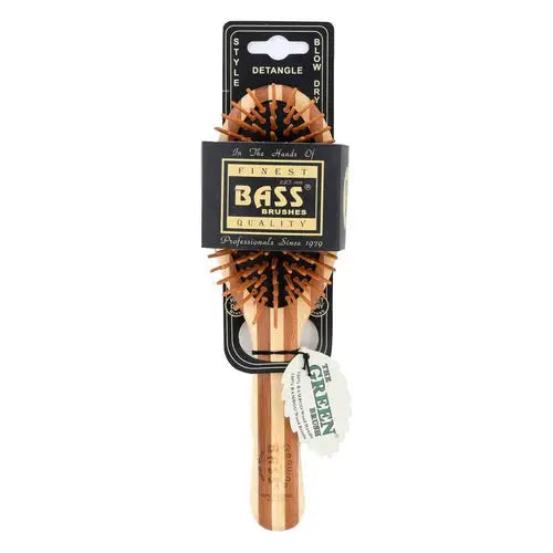 Bass Brushes Large Oval Cushion Hair Brush – Nylon Bristles, Wood Handle (Assorted Colors) Bass Brushes